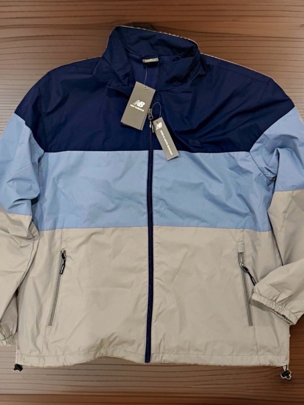 NWT New Balance Men’s Colorblock Track Jacket Navy Blue Grey Windbreaker XL